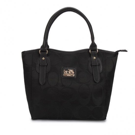 Coach Logo In Monogram Small Black Totes DCJ | Women